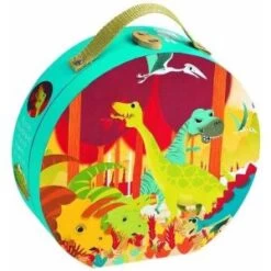 Janod Valisette Ronde : Puzzle Dinosaures 24 Pièces