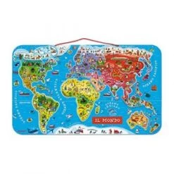 Janod J05513 - Puzzle Monde Magnétique - Version Italienne (bois)