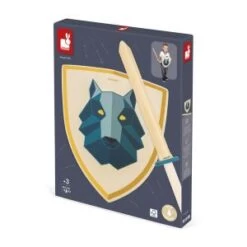 Janod Set Chevalier 'loup' - 1 Bouclier En Bois Et 1 épée En Bois - Jouet D'imitation - Développe L'imagination - Produit Fsc