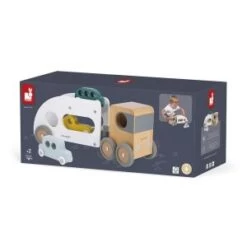 Janod Gamme Bolid - Camion Porte-autos Avec 3 Véhicules - Voitures - 1 Camion, 1 Remorque, 3 Voitures - Jouet D'eveil - Produi