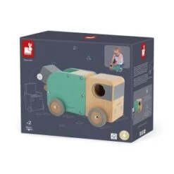Janod Camion Bois Massif Bolid-Poubelle Magnétique Incluse-Roues Silencieuses-Imagination Et Motricité Fine-Certifié FSC-Peinture à L'eau-Dès 2 Ans, J04633, Vert