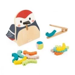 Janod Partenariat Wwf - Jeu Des Couleurs Pic Pic Et Chenilles En Bois - Couleurs Et Dextérité - Un Oiseau, 12 Chenilles, 1 P