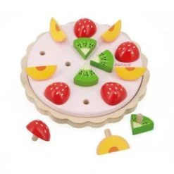 Janod Tarte Aux Fruits En Bois FSC Twist - Jouet D'Imitation Et D'Imagination - 15 Accessoires En Bois - Diamètre 19 Cm - Dès 2 Ans, J06628