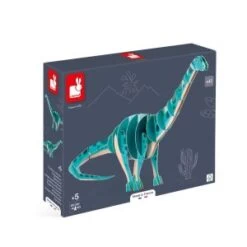 Janod Gamme Dino - Puzzle Volume Diplodocus - 42 Pièces - Jeu De Construction - Développe La Concentration - Jouet En Carton F