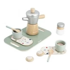 Janod Le Café À L'Italienne - 13 Accessoires En Bois FSCTM - Jouet D'Imitation - Echange Et Partage - Dès 2 Ans
